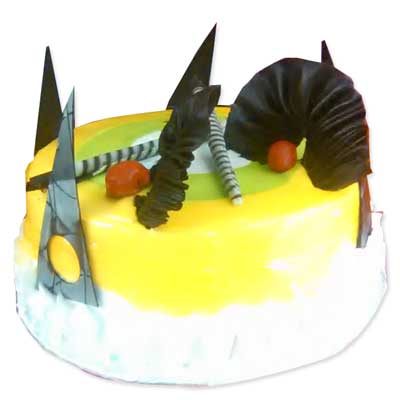"Yellow Gel Round shape cake with Toppings -1kg (Nellore Exclusives) - Click here to View more details about this Product